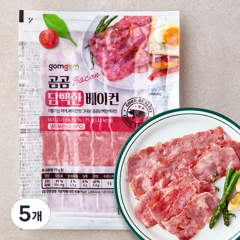곰곰 담백한 베이컨, 75g, 5개