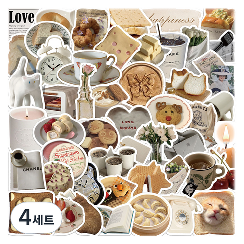 특별한상점 캐리어 노트북 여행 방수 스티커 세트 TT082-50PCS, 브레드, 4세트
