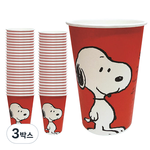 피너츠 스누피 컬러종이컵 390ml, 50개입, 3개
