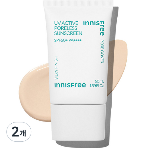 이니스프리 New 유브이 액티브 포어리스 선스크린 SPF50+ PA++++, 50ml, 2개로 피부를 보호하세요!