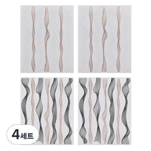마켓A 곡선 웨이브 라인 네일 스티커 2종 세트, 4세트, 화이트로즈, 블랙로즈