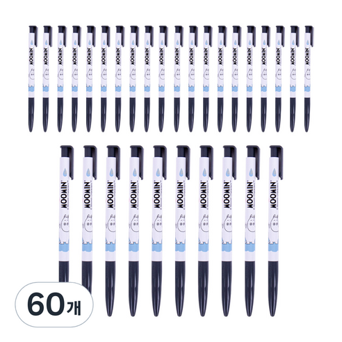 무민 유성볼펜 0.48mm, 혼합색상, 60개