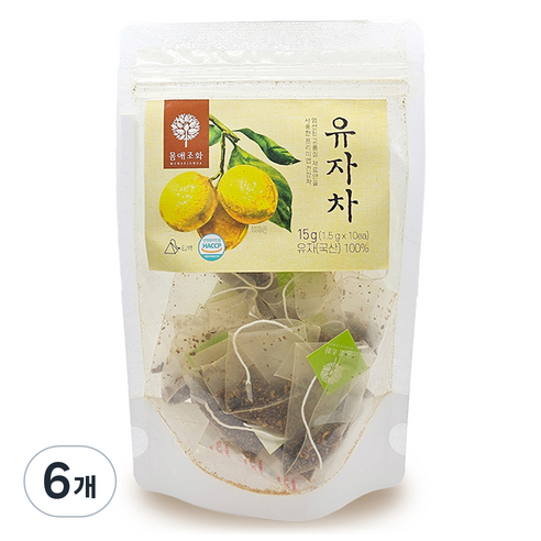 몸애조화 유자차 티백, 10개입, 6개, 1.5g