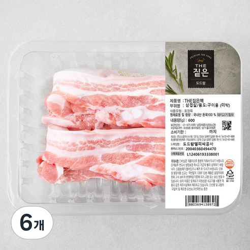 도드람 THE짙은 미박삼겹살 구이용 (냉장), 600g, 6개