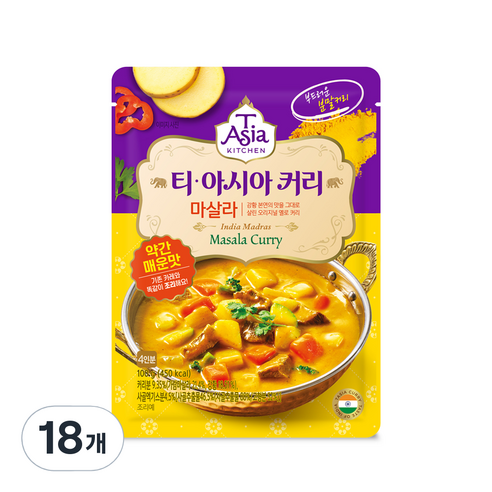 티아시아키친 마살라 커리 분말, 100g, 18개