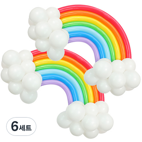MEO 무지개 풍선 세트, 혼합색상, 6세트