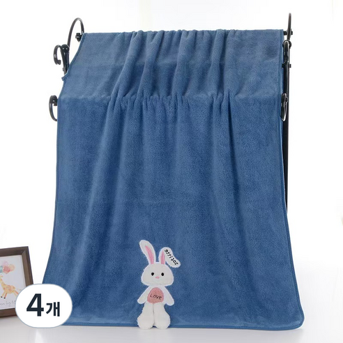 원이네 사랑스러운 토끼 바스타월 300g, 블루, 4개