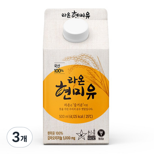라온 현미유, 500ml, 3개