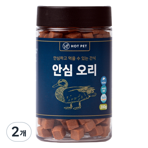 핫펫 강아지 안심 져키, 오리, 200g, 2개