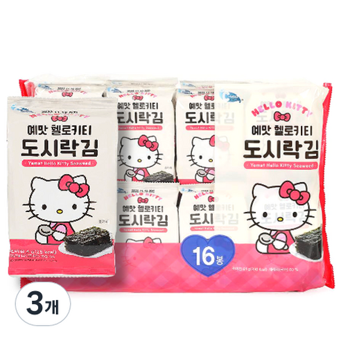 예맛 헬로키티 도시락김 16p, 64g, 3개