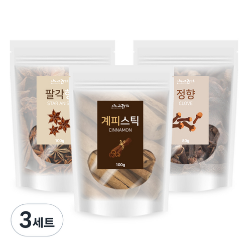 그린약초 뱅쇼 만들기 계피스틱 100g + 정향 80g + 팔각회향 100g 한차재료, 280g, 1세트