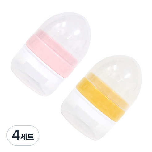 봉봉몬스터 국내 제조 액상분유 커넥터 빨대컵 부속용품 핑크 + 레몬 세트, 4세트, 커넥터 + 스크류 + 뚜껑 2p