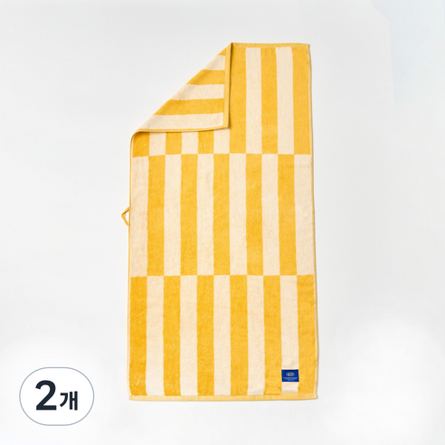 모던하우스 컬러 블록 바스타월 460g 면사 70 x 140 cm, 옐로우, 2개