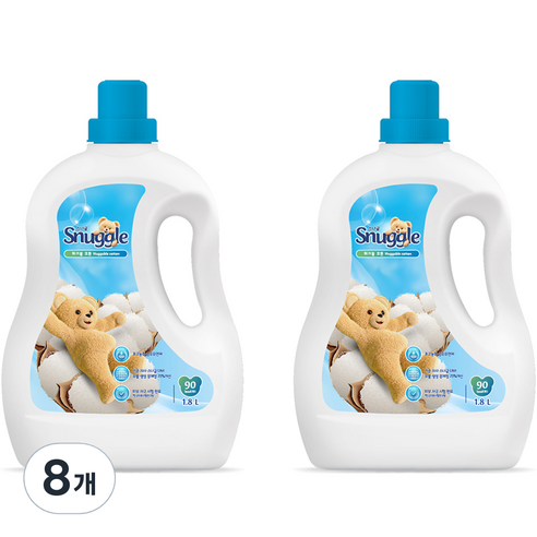 스너글 초고농축 섬유유연제 허거블 코튼 본품, 1.8L, 8개