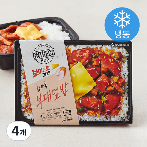 아워홈 온더고 햄가득 부대덮밥 (냉동), 310g, 4개