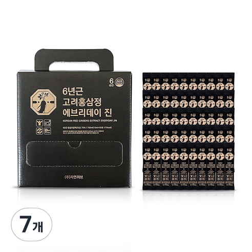 자연허브 6년근 고려홍삼정 에브리데이 진 홍삼스틱 실속형, 750ml, 7개