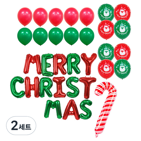 파티쇼 크리스마스 메시지 MERRY CHRISTMAS 케이스 풍선 세트, 크리스마스산타(풍선), 2세트