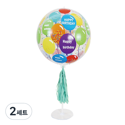 미미셀렉 생일 파티 풍선 스탠드 테슬 세트 랜덤발송, 해피벌룬, 2세트