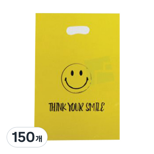 베스트팩 스마일 비닐쇼핑백 특대, 노랑 + 블랙, 150개