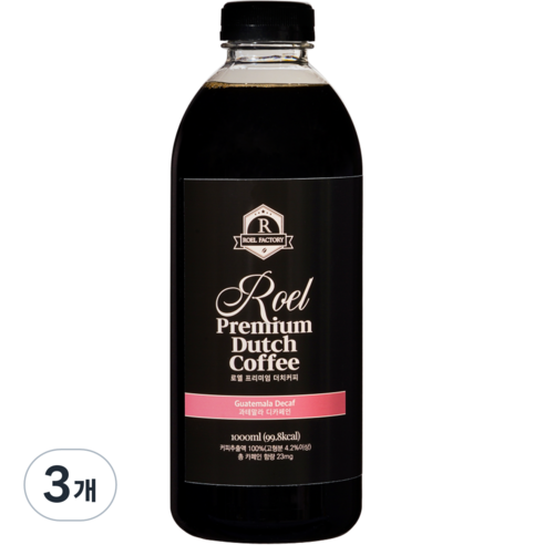 로엘 프리미엄 더치커피 디카페인, 1L, 1개입, 3개, 1L
