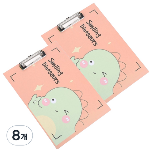 머니풀 귀여운 공룡캐릭터 클립보드 A4, 오렌지, 8개