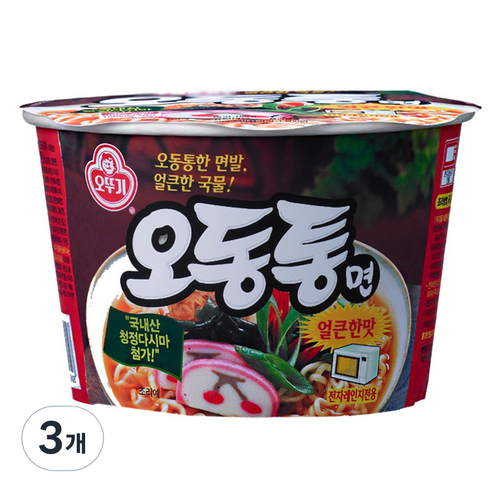 오뚜기 오동통면 큰컵 100g, 3개