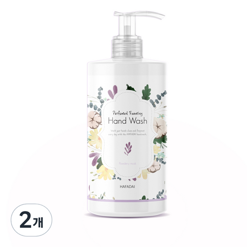 하파데이 퍼퓸드 포밍 핸드워시 파우더리 머스크향, 500ml, 2개