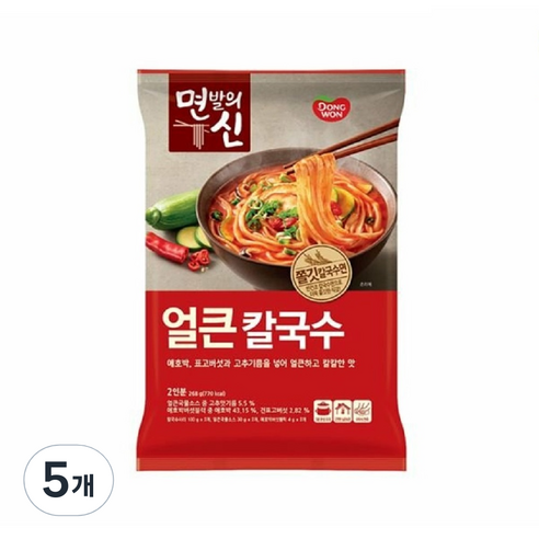 동원 면발의신 얼큰칼국수, 5개, 268g