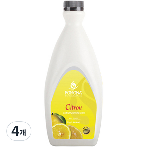 포모나 스무디 시럽 유자, 2kg, 4개