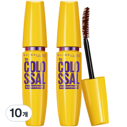 메이블린 뉴욕 콜로썰 워터프루프 마스카라 9.2ml, 리얼 브라운, 10개