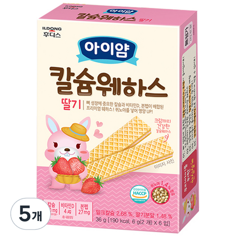 일동후디스 유아용 아이얌 칼슘 웨하스 6p, 5개, 36g, 딸기