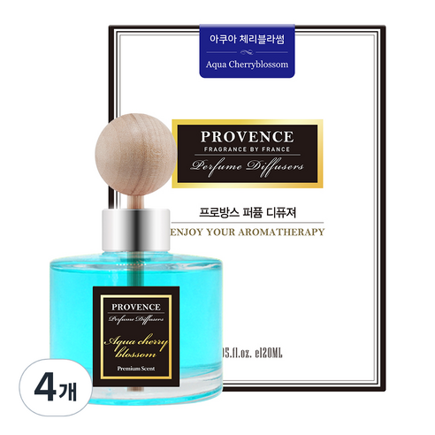 더허브샵 프로방스 퍼퓸 차량용 디퓨저 120ml, 아쿠아 체리블라썸향, 4개