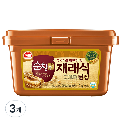 해표 순창궁 재래식 된장, 2kg, 3개