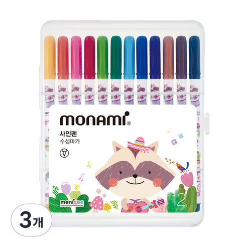 모나미 모니주 사인펜 12색, 12가지 색상, 3개