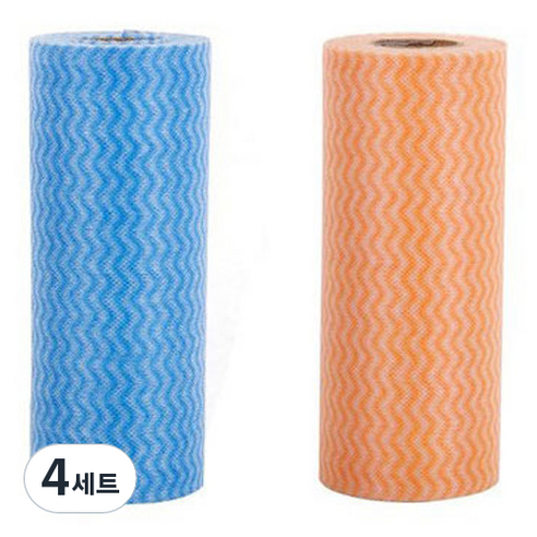 롤타입 간편 수세미 2종 세트, 4세트, 블루, 오렌지