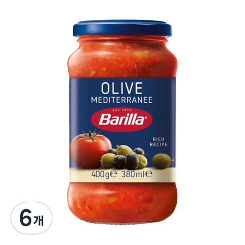 바릴라 올리브 스파게티 소스, 6개, 400g