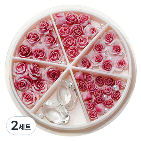 플라워 믹스스톤 네일파츠 세트 KN-P107, 혼합색상(KN-P1075), 2세트