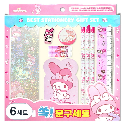 산리오 캐릭터 내맘에 쏙 문구세트, 6세트, 마이멜로디 핑크