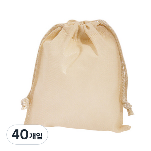 SYP 끈조리개 부직포 주머니 15 x 18 cm, 아이보리, 40개입