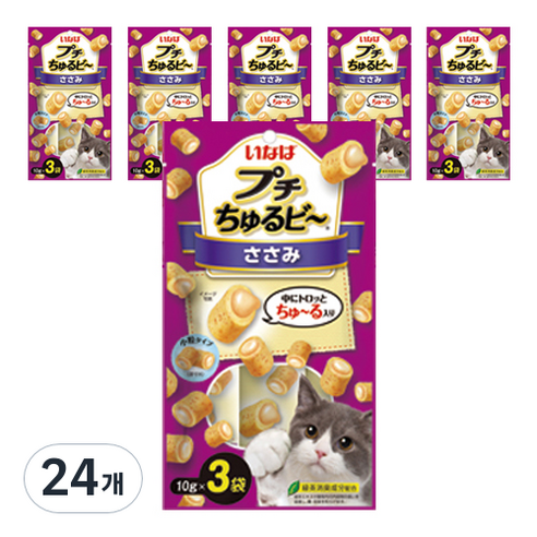 이나바 고양이 쁘띠 츄르비 사료 3p, 닭가슴살, 30g, 24개