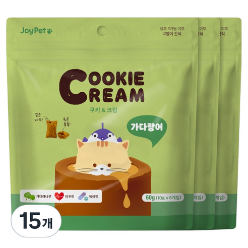 조이펫 고양이 쿠키 앤 크림 간식, 가다랑어, 60g, 15개