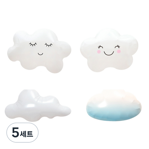구름 풍선 4종 세트, 혼합색상, 5세트