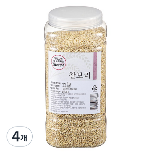 월드그린 싱싱영양통 찰보리, 2kg, 4개