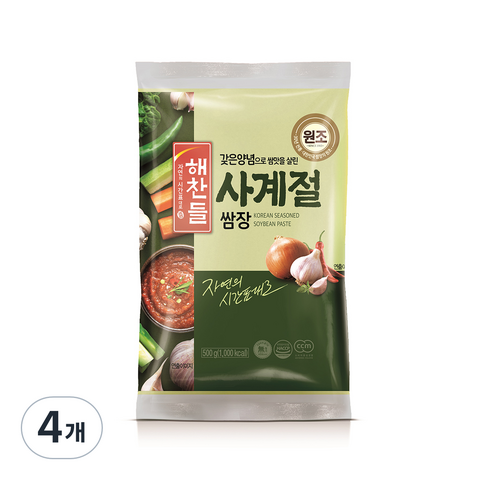 해찬들 사계절 쌈장 리필용, 500g, 4개