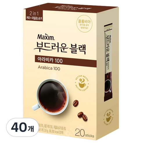 맥심 아라비카100 부드러운 블랙 커피믹스, 2.8g, 40개