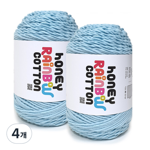 니뜨 허니 레인보우 코튼 뜨개실 100g, 303스카이, 4개