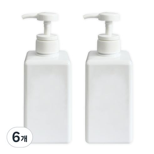 뉴앤룩 사각 리필용기 디스펜서 일반형 450ml, 02 화이트, 6개
