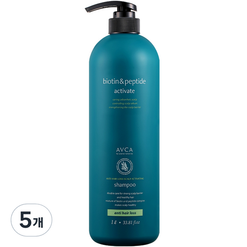 아브카 비오틴 두피케어 대용량 탈모 기능성샴푸, 5개, 1000ml
