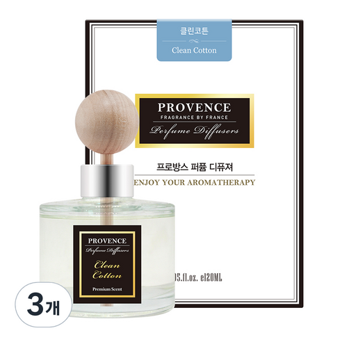 더허브샵 프로방스 퍼퓸 차량용 디퓨저 120ml, 클린코튼향, 3개