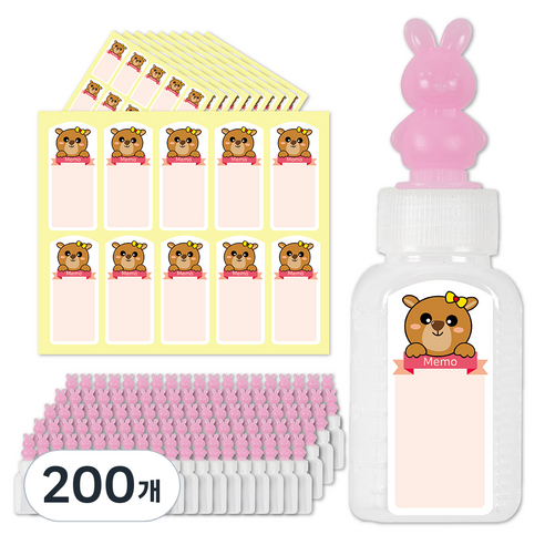 연두앵두 약병 20ml + 곰돌이 방수스티커, 200개